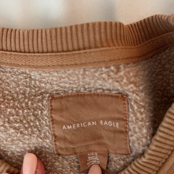 American Eagle Long-Sleeve Fleece Babydoll Mini Sweater Dress - Picture 3 of 3